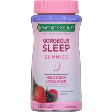 Nature's Bounty Optimal Solutions Gorgeous Sleep Melatonin 5mg Gummies with Collagen, Assorted Fruit Flavors, 60 Count