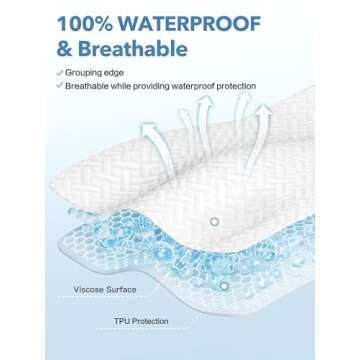 King Waterproof Mattress Protector, Premium Viscose from Bamboo Mattress Pad Ultra Soft Breathable, ...