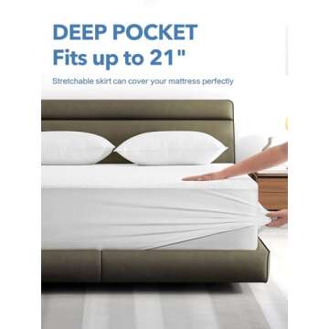 King Waterproof Mattress Protector, Premium Viscose from Bamboo Mattress Pad Ultra Soft Breathable, Noiseless Mattress Cover Fitted 8"-21" Deep Pocket