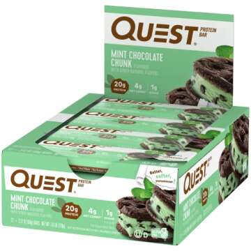 Quest Nutrition Mint Chocolate Chunk Protein Bars, High Protein, Low Carb, Gluten Free, Keto Friendl...
