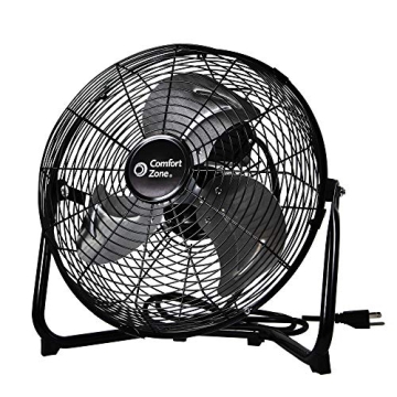 Comfort Zone CZHV12B High Velocity 12" Fan - 3 Speed, All Metal, Black