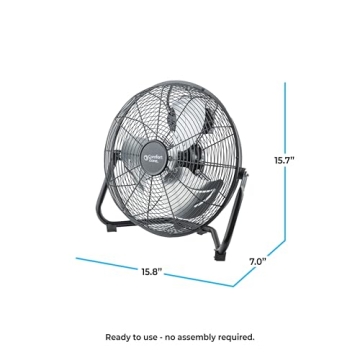 Comfort Zone CZHV12B High Velocity 12 Inch Fan 3 Speed Black