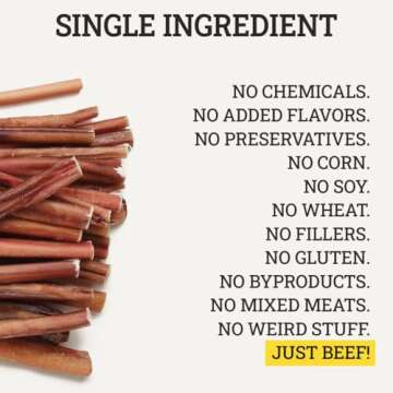 All-Natural 6-inch Thin Bully Sticks for Dogs 10 Pack