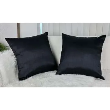 Aiking Faux Silk Euro Shams - Set of 2 in Black