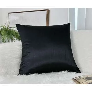 Aiking Faux Silk Euro Shams - Set of 2 in Black