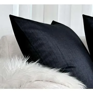 Aiking Faux Silk Euro Shams - Set of 2 in Black