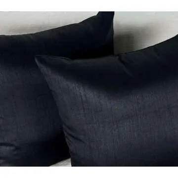 Aiking Faux Silk Euro Shams - Set of 2 in Black