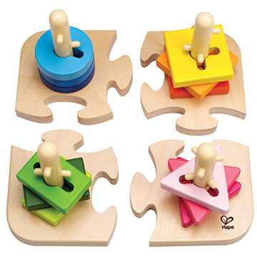 Hape Wooden Creative Peg Puzzle | Montessori Shape Sorter for Kids