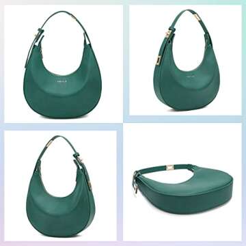 Keyli Women's Waterproof Leather Small Clutch Purse, Trendy Zipper Top Handle Bags, Mini Purses, Cute Tote Bags with Adjustable Strap, Green