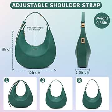 Keyli Women's Waterproof Leather Small Clutch Purse, Trendy Zipper Top Handle Bags, Mini Purses, Cute Tote Bags with Adjustable Strap, Green