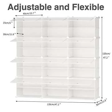 JOISCOPE Shoe Rack, 8 Tier 48 Pairs Shoe Storage Cabinet, Free Standing Shoe Shelf Organizer for Boots Slippers High Heels, for Closet Bedroom Entryway Hallway, 3 * 8