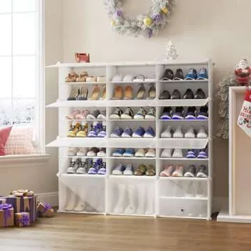 JOISCOPE Shoe Rack, 8 Tier 48 Pairs Shoe Storage Cabinet, Free Standing Shoe Shelf Organizer for Boots Slippers High Heels, for Closet Bedroom Entryway Hallway, 3 * 8