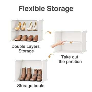 JOISCOPE Shoe Rack, 8 Tier 48 Pairs Shoe Storage Cabinet, Free Standing Shoe Shelf Organizer for Boots Slippers High Heels, for Closet Bedroom Entryway Hallway, 3 * 8