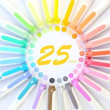 ATOPSTAR 25 Colors Dual Tip Highlighters Set, Fine/Bold Mild Color and Warm Color, Cool and Refined ...