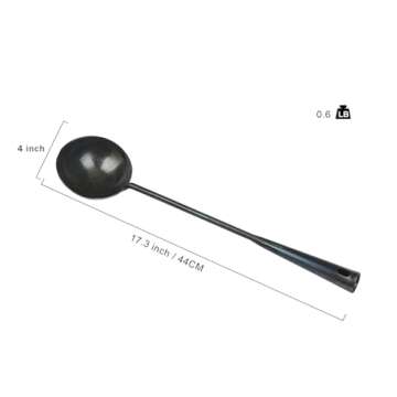 ZhenSanHuan Chinese Traditional HandMade Iron Spatula & Ladle Wok Tool Set,Long wok utensils (Ladle)