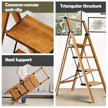 Taranta 4 Step Ladder - Portable Folding Aluminum Step Stool