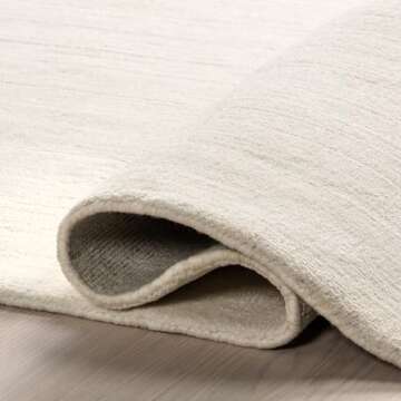 Rugs USA x Arvin Olano Arrel Speckled Wool-Blend Area Rug - 3x5 Accent Rug Contemporary Alabaster for Living Room Bedroom Dining Room Entryway