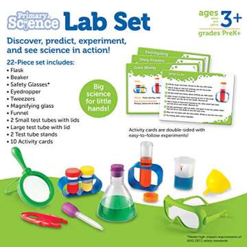 Learning Resources Primary Science Lab Activity Set - Science Kits for Kids Ages 3+ STEM Toys for Toddlers, Science Classroom Decor,Science Experiments