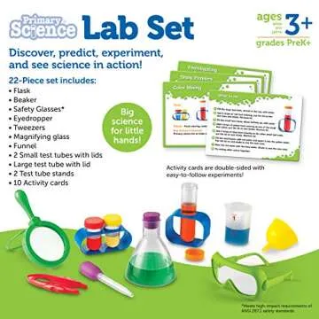 Learning Resources Primary Science Lab Activity Set - Science Kits for Kids Ages 3+ STEM Toys for Toddlers, Science Classroom Decor,Science Experiments
