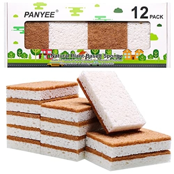 Natural Sponge Kitchen 12Pack,Eco Friendly Non-Scratch Scrub Sponge,Biodegradable Sisal Scrubber wit...