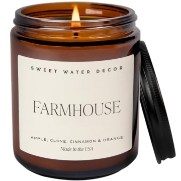Sweet Water Decor Farmhouse Soy Candle - Apple, Orange, Pumpkin and Clove Scented Fall Candles for H...