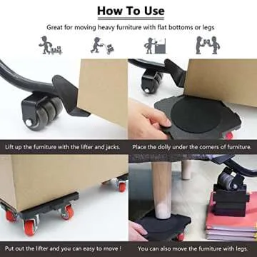 ONEON 4 Pack Furniture Movers with Wheels, 165 Lbs Capacity per Dolly, 360° Rotation Wheels Furniture Mover Dolly