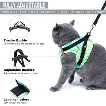 Cat Harness and Leash Escape Proof and Dog Harness Adjustable Soft Mesh Vest Harness for Walking with Reflective Strap for Pet Kitten Puppy Rabbit (Seayellow,M)