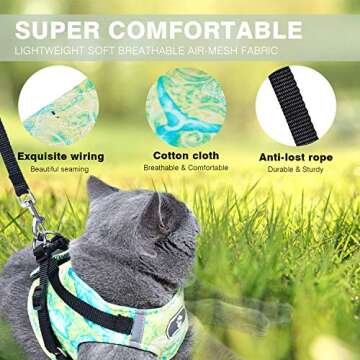 Cat Harness and Leash Escape Proof and Dog Harness Adjustable Soft Mesh Vest Harness for Walking with Reflective Strap for Pet Kitten Puppy Rabbit (Seayellow,M)