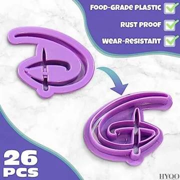 26 Alphabet Fondant Cutters - Fondant Embosser Stamp for Cursive Alphabet Letters for Cake Decorating Alphabet Cookie Cutters Fondant Stamps Fondant Letter Cutters - Alphabet Stamps Fondant Stamp