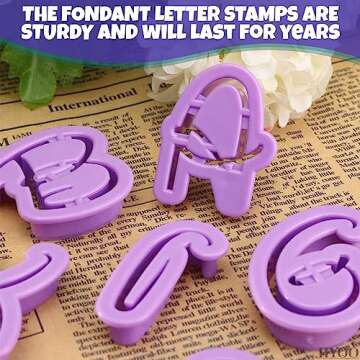 26 Alphabet Fondant Cutters - Fondant Embosser Stamp for Cursive Alphabet Letters for Cake Decorating Alphabet Cookie Cutters Fondant Stamps Fondant Letter Cutters - Alphabet Stamps Fondant Stamp