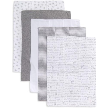 Burt's Bees Baby Organic Burp Cloths 5-Pack - Super Absorbent Soft Fabric for Newborns