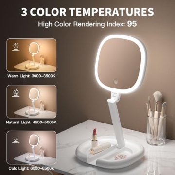 Beautifive 10X/1X Light Up Travel Makeup Mirror
