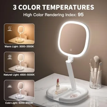 Beautifive 10X/1X Light Up Travel Makeup Mirror