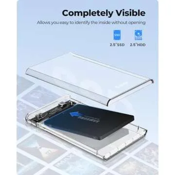 ORICO 2.5 inch Hard Drive Enclosure SATA to USB C 3.1 6Gbps External Hard Drive Case for 7/9.5mm HDD...