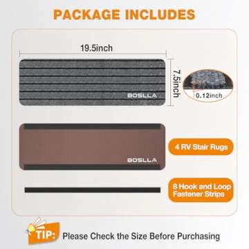 Boslla RV Step Covers - 4 Pack Non-Slip Carpet Rugs for Steps in Mobile Home