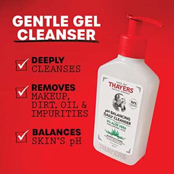 THAYERS pH Balancing Daily Cleanser, Face Wash with Aloe Vera, Gentle and Hydrating Skin Care for Dr...