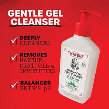 THAYERS pH Balancing Daily Cleanser, Face Wash with Aloe Vera, Gentle and Hydrating Skin Care for Dr...