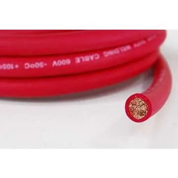 TEMCo WC0026-20 ft 2/0 Gauge AWG Welding Lead & Car Battery Cable Copper Wire RED | MADE IN USA