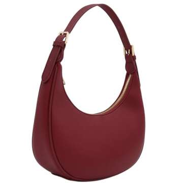 Elegant Crescent Shoulder Bag Underarm Purse (Wine)