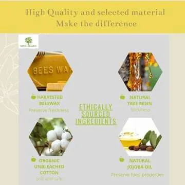 NaturOrganics Reusable Beeswax Food Wrap. 2 Large, 1 Medium Beeswax Paper, Eco Friendly, Zero Waste, Organic Bees Wax Food Storage, Wrappers Cling Sandwich, Alternative To Plastic, Sustainable Product