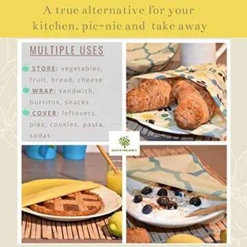 NaturOrganics Reusable Beeswax Food Wrap. 2 Large, 1 Medium Beeswax Paper, Eco Friendly, Zero Waste, Organic Bees Wax Food Storage, Wrappers Cling Sandwich, Alternative To Plastic, Sustainable Product