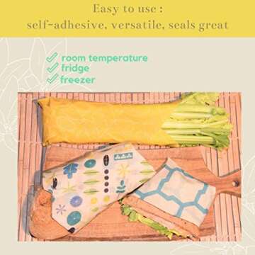 NaturOrganics Reusable Beeswax Food Wrap. 2 Large, 1 Medium Beeswax Paper, Eco Friendly, Zero Waste, Organic Bees Wax Food Storage, Wrappers Cling Sandwich, Alternative To Plastic, Sustainable Product