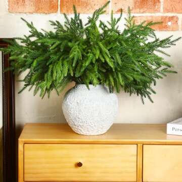 Jutom 30 Pcs Christmas Norfolk Pine Branches, Norfolk Pine Artificial Christmas Branches DIY Crafts Faux Christmas Norfolk Pine Branches for Xmas Indoor Outdoor Home Decor (18 Inches)