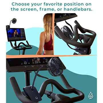 SELINA Rechargeable Clip-On Fan for Peloton Bike & Peloton Bike+, Portable USB Fan for Stroller, Deask & Treadmill - Versatile Exercise Fan with 3 Speed Levels for Continuous Power (Dark Navy)