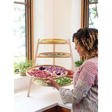 Gardener's Bamboo Herb Drying Rack - 4 Layers for Kitchen