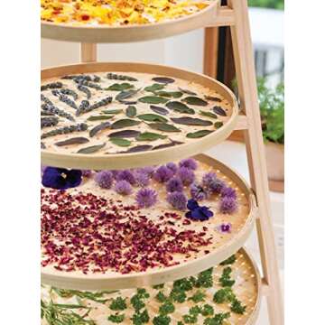 Gardener's Bamboo Herb Drying Rack - 4 Layers for Kitchen
