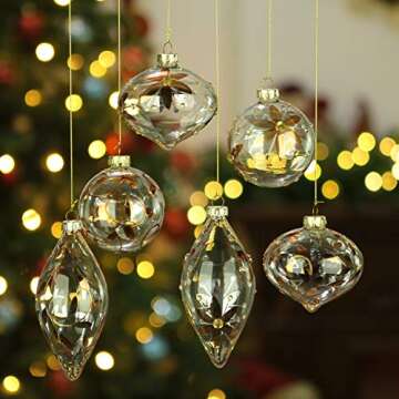 Rose Gold Floral Glass Tree Ornaments - Set of 12