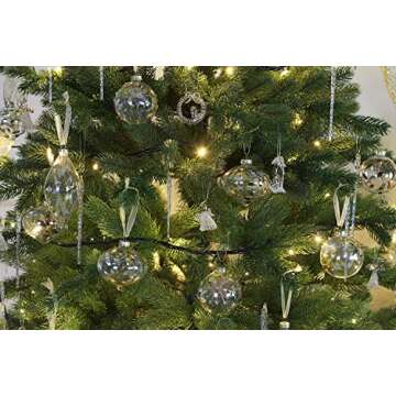 Rose Gold Floral Glass Tree Ornaments - Set of 12