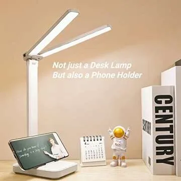 LuxLumin White Portable Desk Lamp with 3 Modes