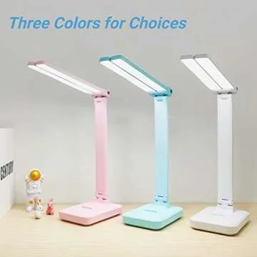 LuxLumin White Portable Desk Lamp with 3 Modes